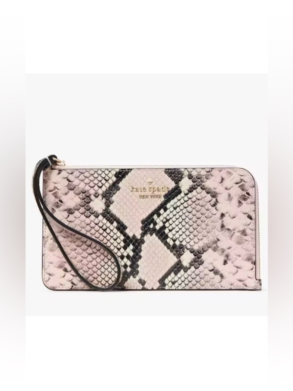 Kate Spade Lucy Snake Embossed Medium L-Zip Wristlet